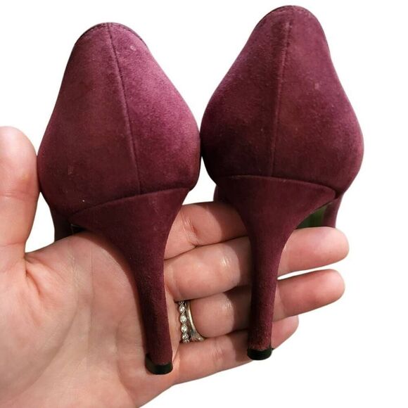 Stuart Weitzman Heels Women's 8 Burgundy Suede Leather Moody Bordeaux - Picture 6 of 8